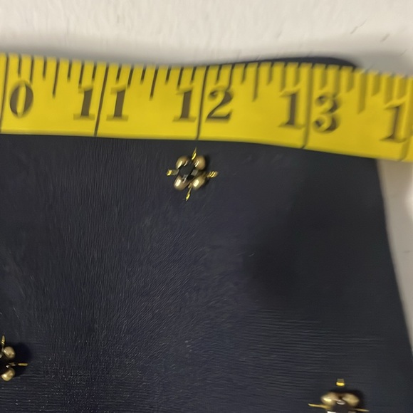 Ann Taylor Navy with Gold Floral Beaded Embellishment Straight Pencil Skirt 0P - Picture 6 of 8